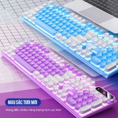 Bàn phim giả cơ Luneta KB08 dạng nút bấm tròn cổ điển nút bấm nhẹ nhàng thiết kế công thái học đèn led bắt mắt K600