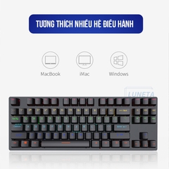 Bàn phím cơ gaming có dây có led custom blueswitch TKL K550 LUNETA KB10