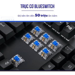 Bàn phím cơ gaming có dây có led custom blueswitch fullsize ZK4 LUNETA KB02