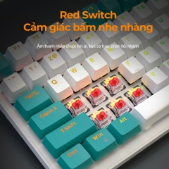 Bàn phím cơ gaming không dây có led RGB hotswap redswitch 100 phím K6 LUNETA KB15