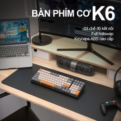 Bàn phím cơ gaming không dây có led RGB hotswap redswitch 100 phím K6 LUNETA KB15