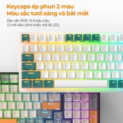 Bàn phím cơ gaming không dây có led RGB hotswap redswitch 100 phím K6 LUNETA KB15