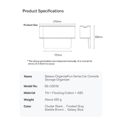 Hộp đựng đồ ô tô xe hơi Baseus OrganizeFun gắn khe ghế bọc da PU cao cấp