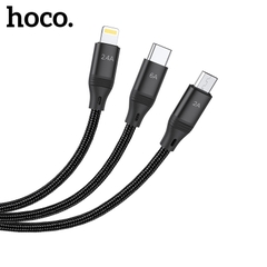 Cáp sạc 3 trong 1 Hoco U104 sạc nhanh dùng cho iPhone, Type-C và Micro USB dài 1m2