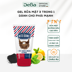 Gel rửa mặt 3 in 1 Mister Groomer với tinh chất than hoạt tính và lá bạc hà hương chanh vàng tuýp 150ml