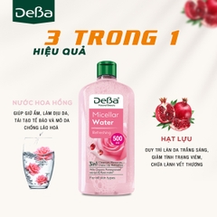 Nước tẩy trang DeBa tươi mát với tinh chất trái lựu và nước hoa hồng