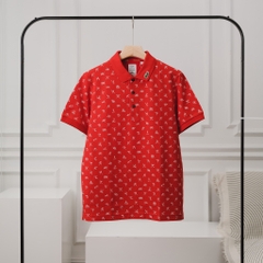 Áo Polo LACOSTE Đỏ hoạ tiết trắng, logo cổ trái