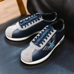 Giày EMPORIO ARMANI da xanh , sườn logo ghi + sao xanh , đế trắng