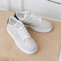 Giày EMPORIO ARMANI da trắng mix da lộn be , gót da đen , đế trắng mix logo nổi