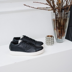 Giày EMPORIO ARMANI da đen full , logo sườn , đế răng cưa trắng