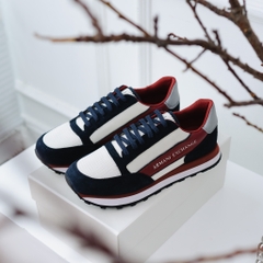 Giày ARMANI EXCHANGE vải lưới trắng - da lộn đen - da nâu , chữ trắng ngang ở sườn