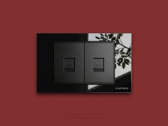 Ổ cắm đôi Internet x2 Kính cường lực ĐEN