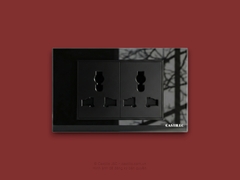 Ổ cắm đôi ĐA NĂNG Kính cường lực ĐEN