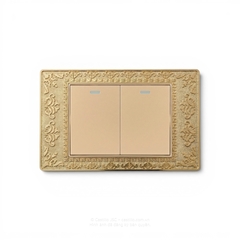 Công tắc 2 phím Hoa văn vàng 24k