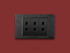 Ổ cắm 2 chấu x3 Nhựa Xước ĐEN