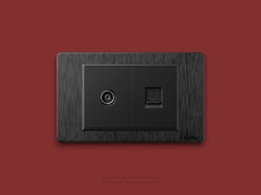 Ổ cắm Tivi + Internet Nhựa Xước ĐEN