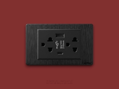 Ô cắm Đôi Kiểu Thái + USB x2 (Type C) Nhựa Xước ĐEN