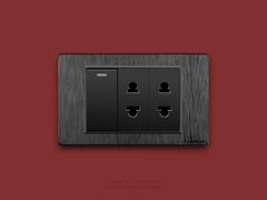 1 Công tắc + 2 Ổ cắm 2 chấu Nhựa Xước ĐEN