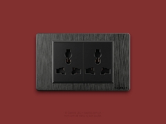 Ổ cắm Đôi Đa Năng Nhựa Xước ĐEN