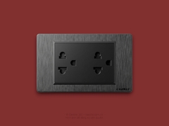 Ổ cắm đôi Kiểu Thái Nhựa xước ĐEN