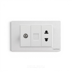 Ổ cắm Tivi + Internet + Ổ cắm Nhựa xước TRẮNG