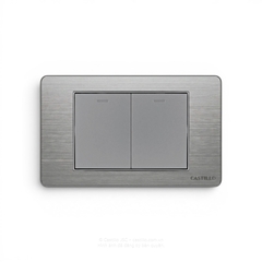 Công tắc 2 phím Inox xước XÁM