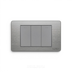 Công tắc 3 phím Inox xước XÁM