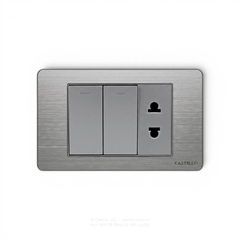 2 Công tắc + 1 Ổ cắm Inox xước XÁM