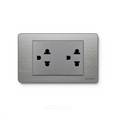 Ổ cắm đôi Thái Inox xước XÁM