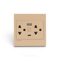 Ổ cắm đôi Thái + USB x2 (A+C) Nhựa VÀNG