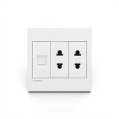 Ổ cắm Internet + 2 Ổ cắm Nhựa TRẮNG