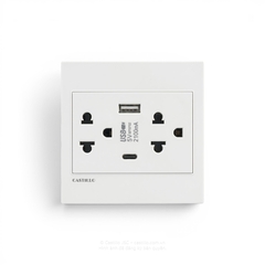 Ổ cắm đôi Thái + USB x2 (A+C) Nhựa TRẮNG