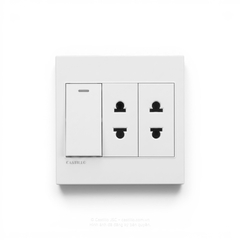 1 Công tắc + 2 Ổ cắm Nhựa TRẮNG