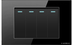 Công tắc 4 phím Kính cường lực ĐEN