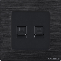 Ổ cắm Internet x2 Nhôm xước ĐEN