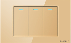 Công tắc 3 phím Kính cường lực VÀNG