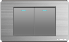 Công tắc 2 phím Inox xước XÁM