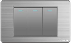 Công tắc 3 phím Inox xước XÁM