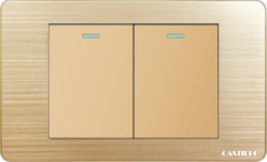 Công tắc 2 phím Inox Xước VÀNG