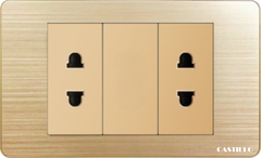 Ổ cắm 2 chấu x2 Inox xước VÀNG