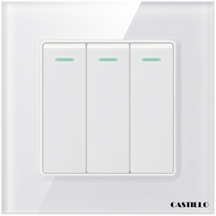 Công tắc 3 phím Kính cường lực TRẮNG