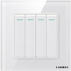 Công tắc 4 phím Kính cường lực TRẮNG