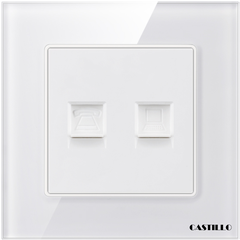 Ổ cắm đôi Internet x2 Kính cường lực TRẮNG
