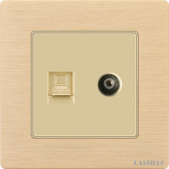 Ổ cắm Tivi + Internet Nhôm xước VÀNG