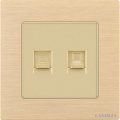 Ổ cắm Internet x2 Nhôm xước VÀNG