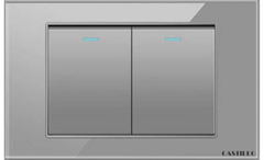 Công tắc 2 phím Kính cường lực XÁM