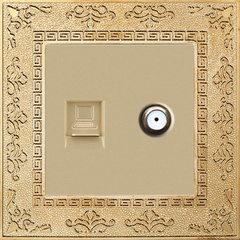 Ổ cắm Tivi + Internet Đồng hoa văn VÀNG 18k