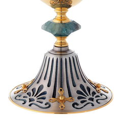 Chén Lễ Italy xi vàng tay nắm đá lục giác Fluorite