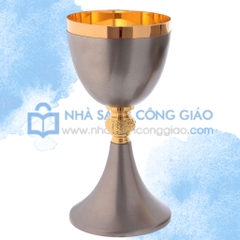 Chén Lễ Italy xi vàng CLXV919 Phủ xám và Tay nắm vàng nút nho và Chi-Rho 19.5cm