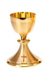 Chén lễ xi vàng CLXV031 Mẫu Thánh Giá Đỏ 19cm